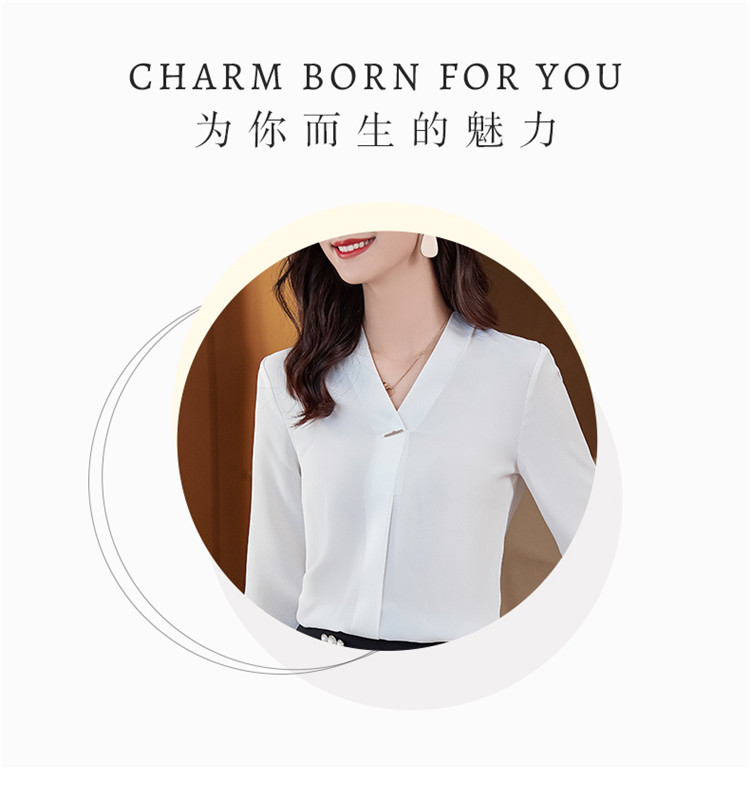 Temperament elegant V-neck professional long-sleeved shirt for women DY2-028 long-sleeved shirt