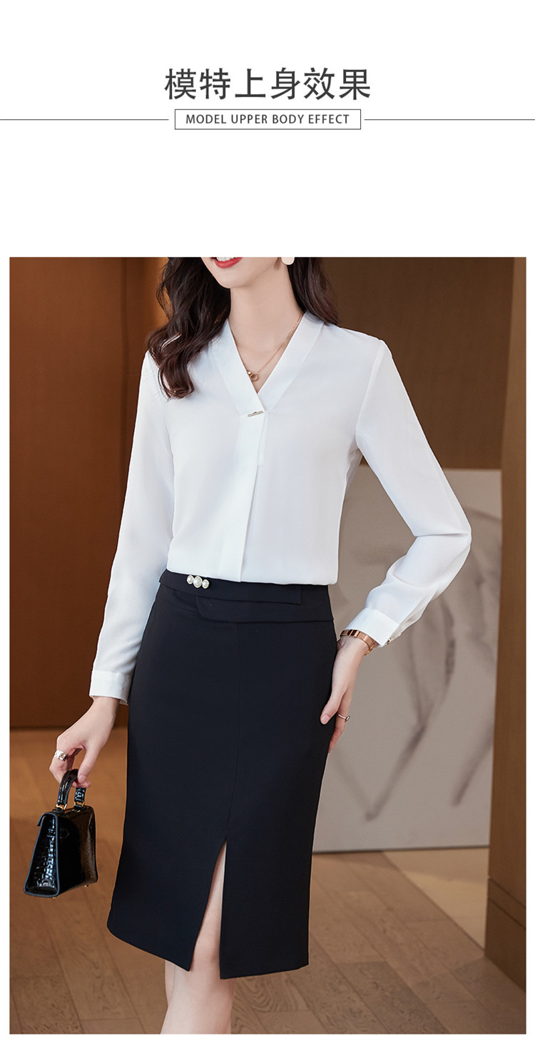 Temperament elegant V-neck professional long-sleeved shirt for women DY2-028 long-sleeved shirt