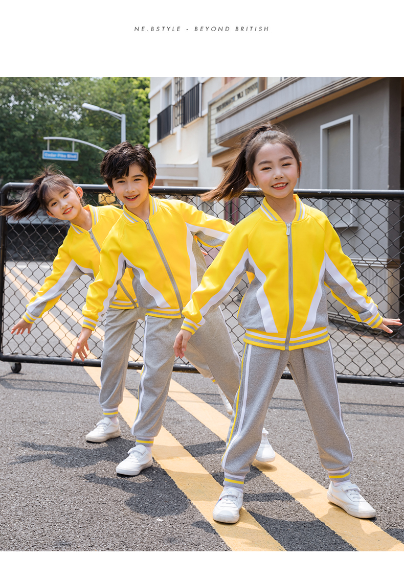 South Korean silk breathable primary and secondary school students school uniform long-sleeved suit children style 455-9265 two-piece suit