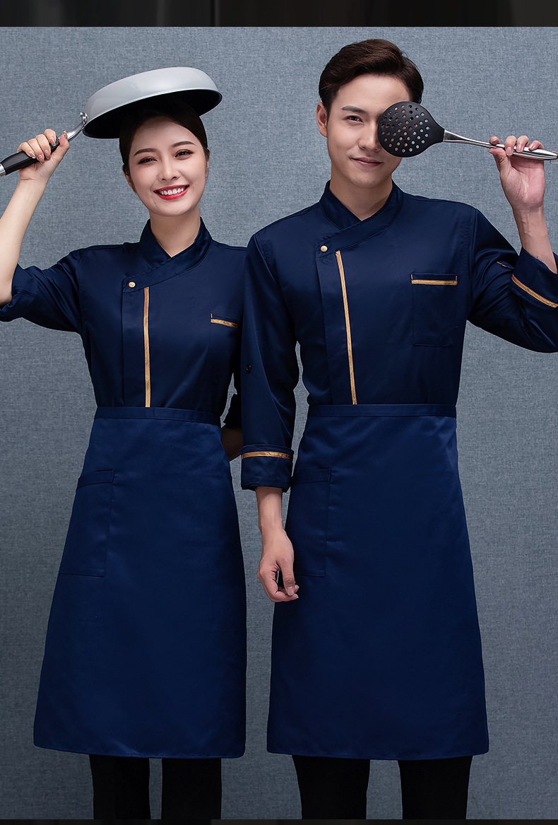 Gold-spun cotton gold-edged long-sleeved chef uniform top H02-21LY024-027