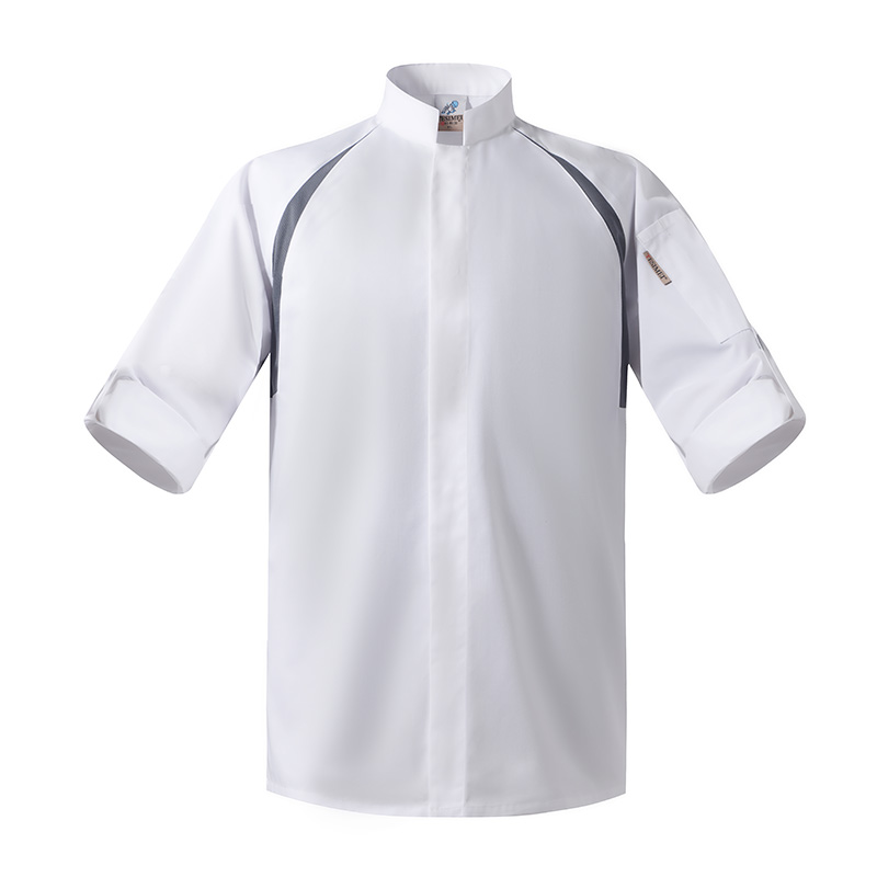 Stand collar three-quarter sleeve chef uniform top H01-2022-25