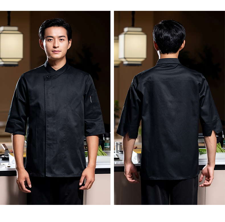 One button three-quarter sleeve long-sleeved chef uniform H02-23661