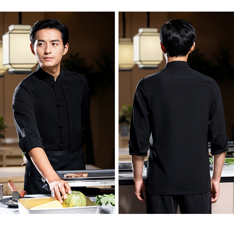 Chinese style cloth button long sleeve chef uniform work clothes H02-23665