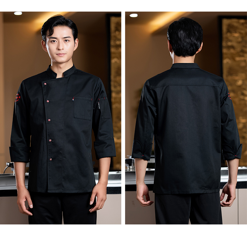 Five-star button chef uniform work clothes long sleeve H02-23673