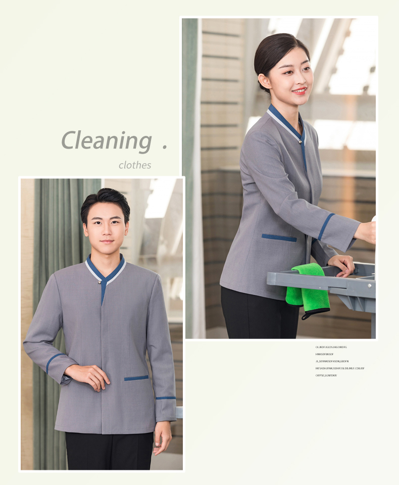 Triangle color matching collar long sleeve cleaning clothes work clothes H01-2023-44