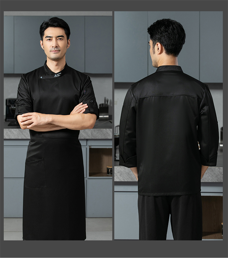 American style embroidered collar fashionable three-dimensional long-sleeved chef uniform H12-American style embroidered collar