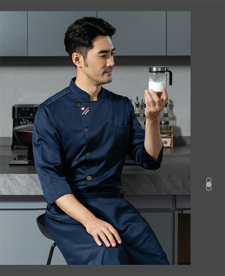 Loose and comfortable Ming copper imitation cotton three-quarter sleeve chef uniform H12-Ming copper imitation cotton three-quarter sleeve