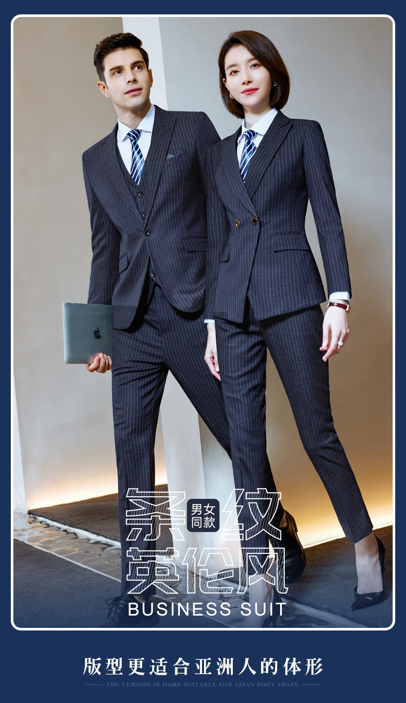 Striped British style business suit 81-8899 double button men suit