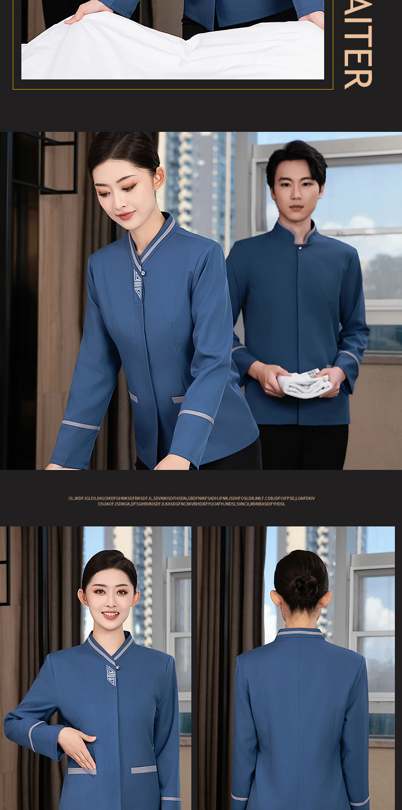 Wugufengdeng long-sleeved cleaning work clothes tops for women H27-Wugufengdeng long-sleeved