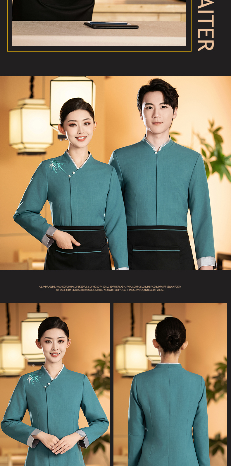 Zhuyun Qingfeng long-sleeved waiter work clothes tops for women H27-Zhuyun Qingfeng