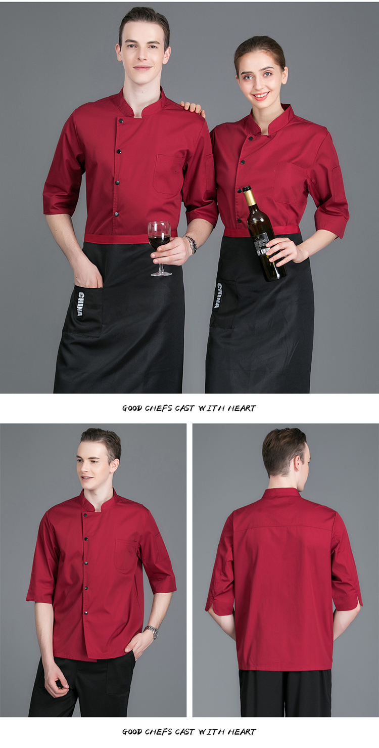 Three-quarter sleeve chef uniform top H02-21LY084-086