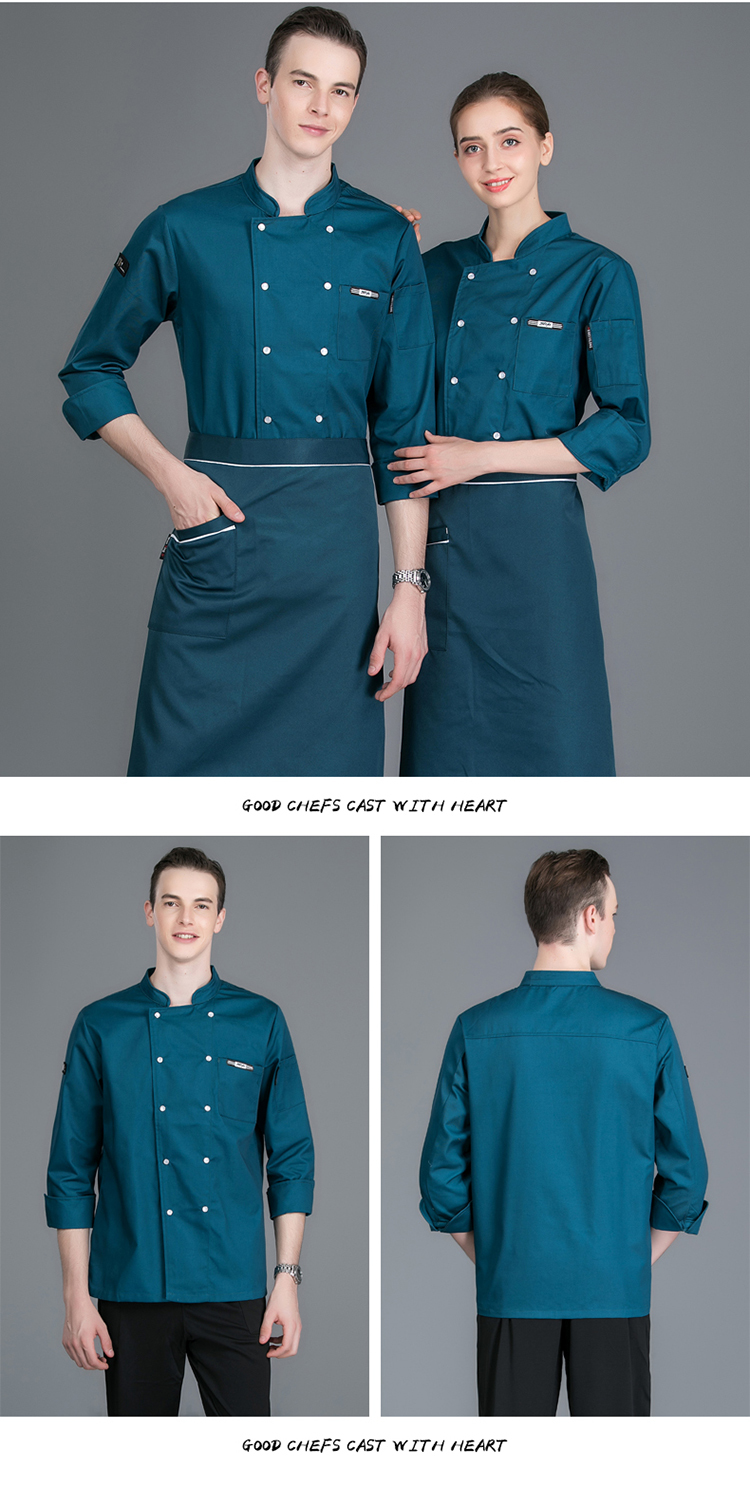 Leather label long sleeve chef uniform H02-21LY097-100