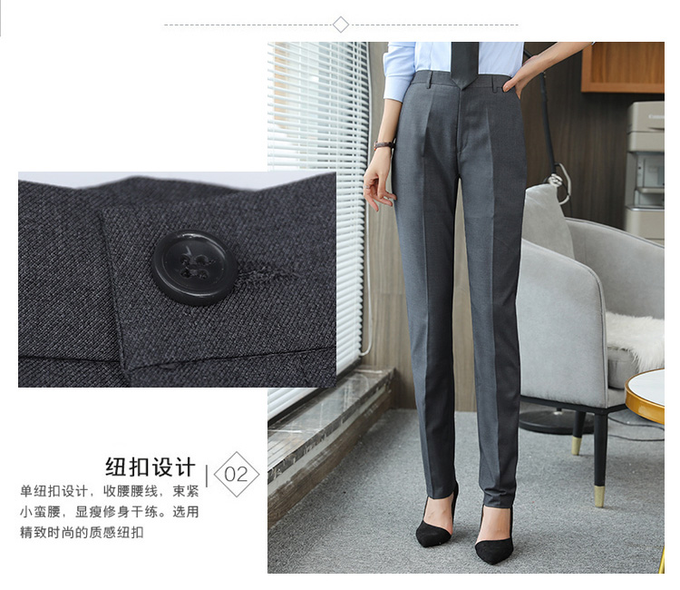 Serge elastic waistband straight trousers for women 111-913 women trousers