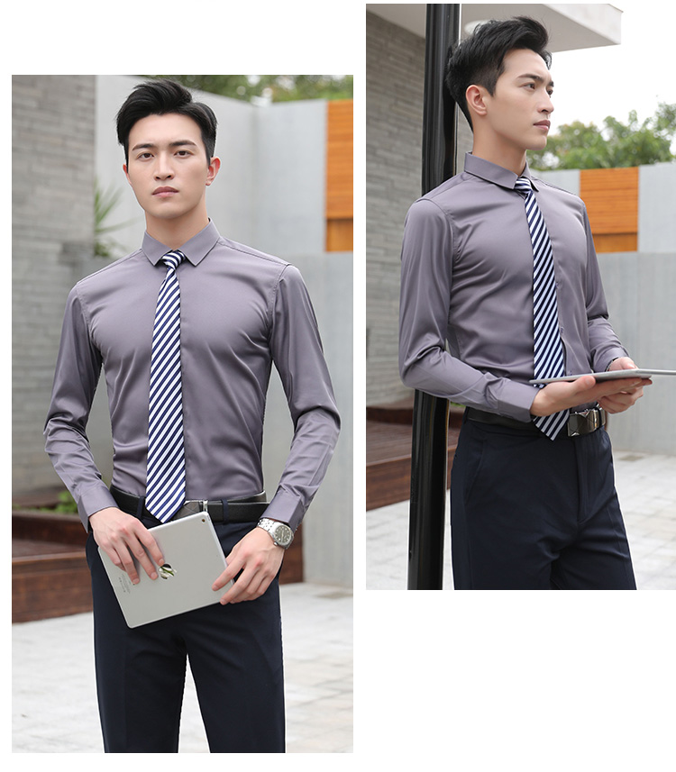 Professional plain elastic long-sleeved shirt for men 111-986 men long shirt