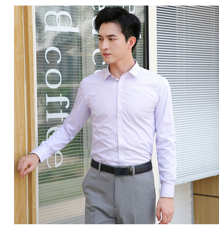 White striped professional men long-sleeved lining 111-982 men long-sleeved shirt