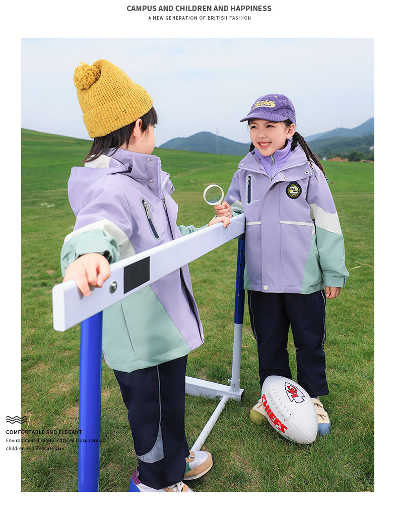 Campus style windproof warm children jacket two-piece suit 921-3121 jacket three-piece suit