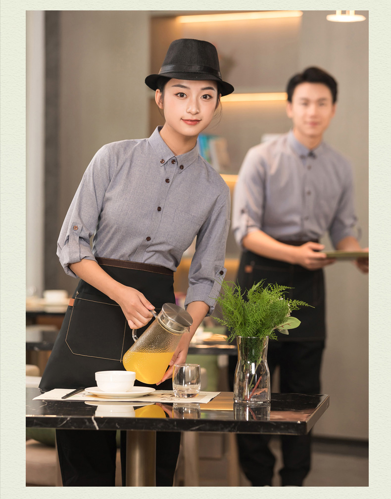 Maggie style waiter work clothes long-sleeved top + apron H01-2023-37