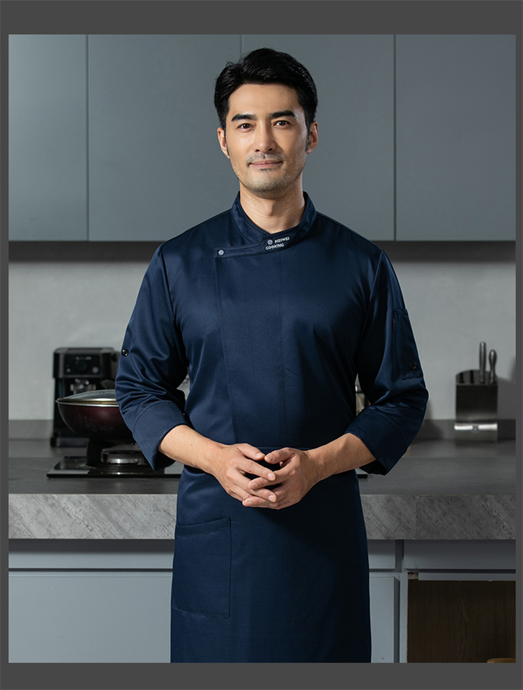 American style embroidered collar fashionable three-dimensional long-sleeved chef uniform H12-American style embroidered collar