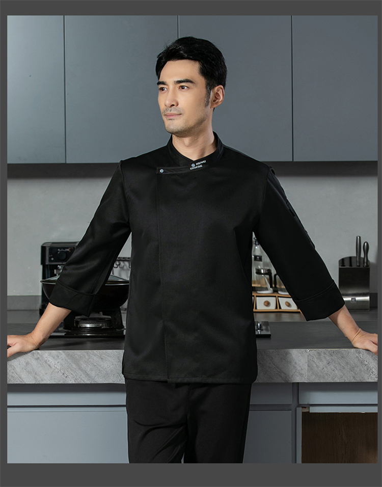 American style embroidered collar fashionable three-dimensional long-sleeved chef uniform H12-American style embroidered collar