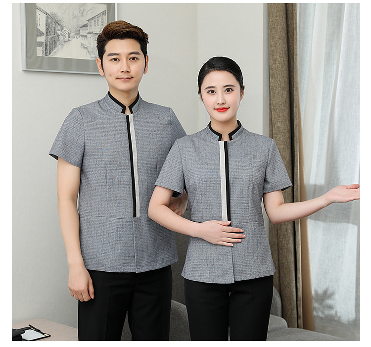 Hotel room hemming short-sleeved cleaning clothes top H10-2109