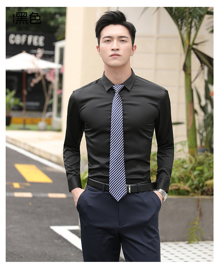 Professional plain elastic long-sleeved shirt for men 111-986 men long shirt