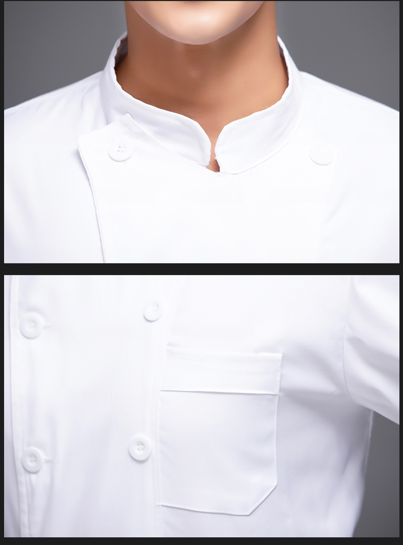 Solid color double row restaurant long sleeve chef uniform top H12-L030