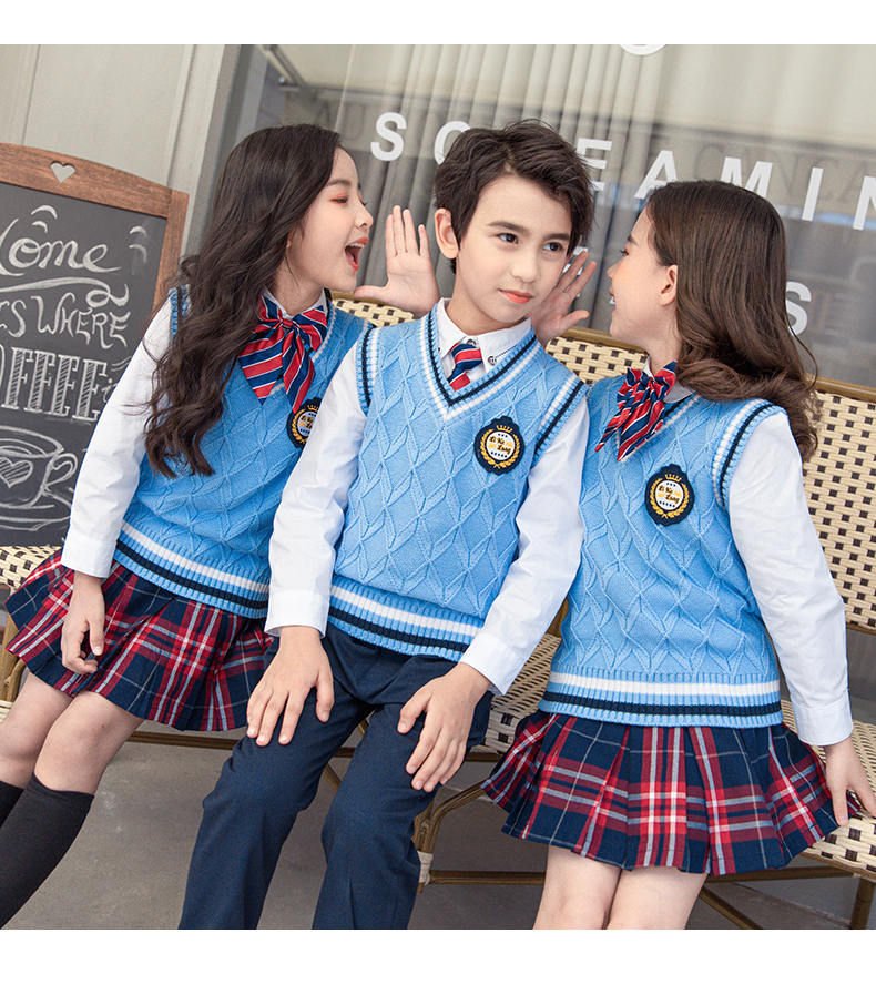 Cotton vest for primary and secondary school students, four-piece school uniform set 455-9252