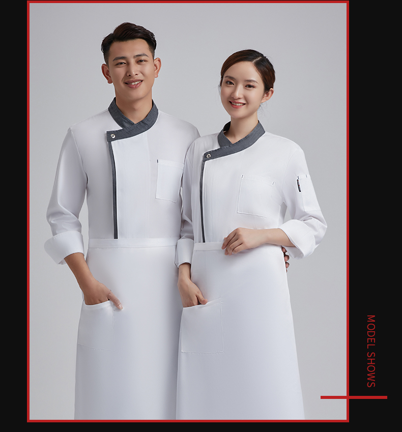 Polyester cotton trim three-button long-sleeved chef uniform top H03-L012