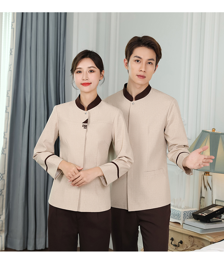 Stand collar triangle hotel housekeeping cleaning work clothes long sleeve men and women H14-9805-9810