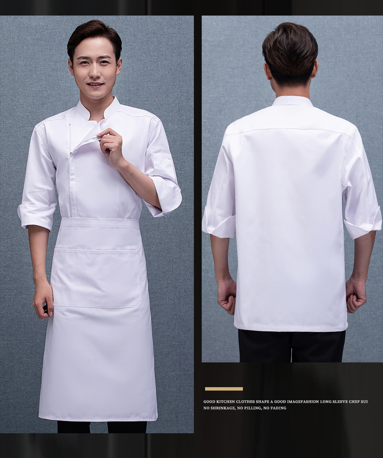 Cotton Shaka three-quarter sleeve zipper chef uniform top universal style H02-21LY004-006