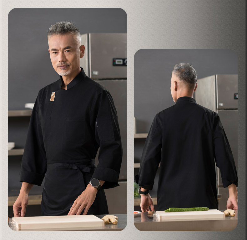 Smiley face long sleeve chef uniform top H01-22103