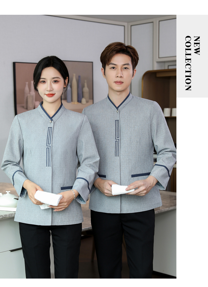 Great Wall V-neck hotel long-sleeved cleaning work clothes H31-BJ04