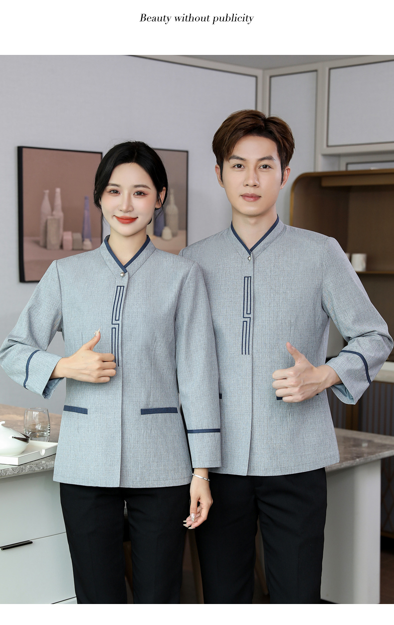 Great Wall V-neck hotel long-sleeved cleaning work clothes H31-BJ04