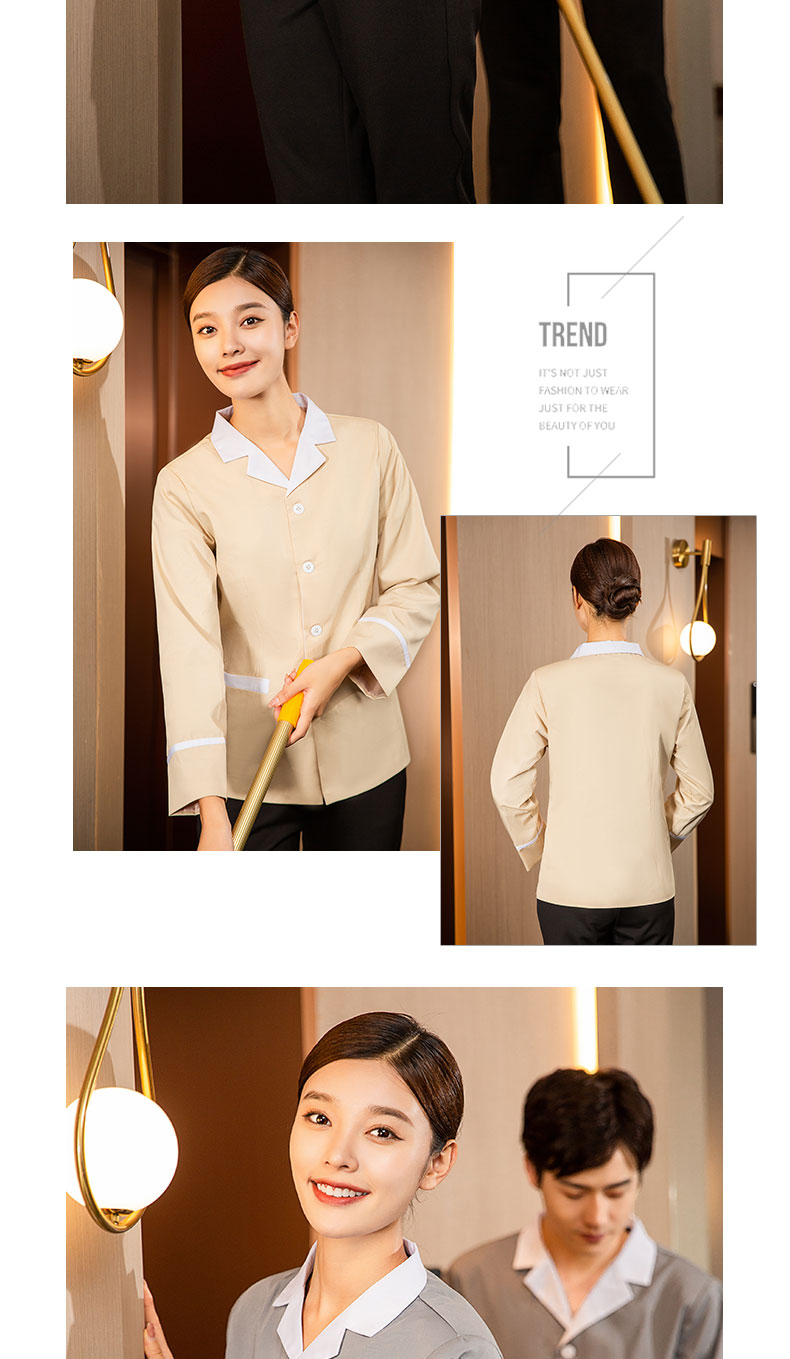 High-quality cotton Jinleni comfortable soft lapel cleaning clothes H20-Ac22-8018, pants 27-1