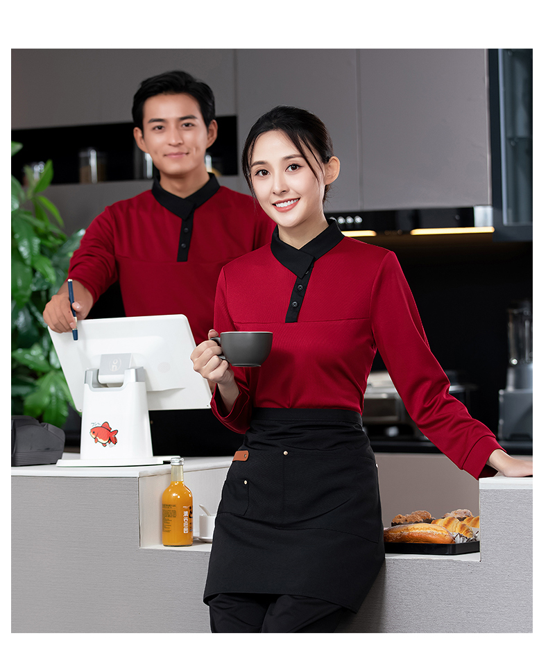 New collar waiter long-sleeved work clothes H02-23606