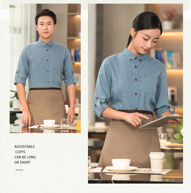 Maggie style waiter work clothes long-sleeved top + apron H01-2023-37