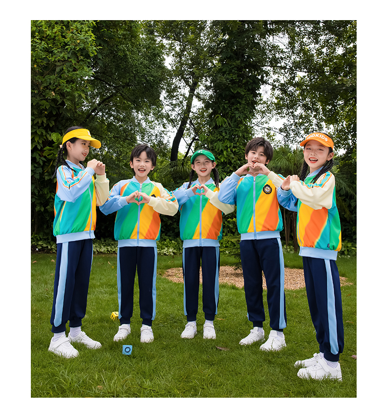 Primary and secondary school youth sports style long-sleeved school uniform suit two-piece suit 455-9503