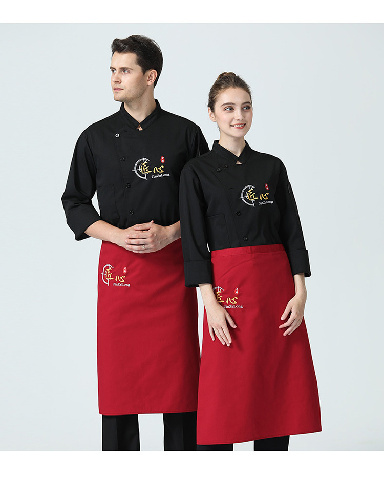 Polyester chest craftsmanship restaurant long-sleeved chef uniform top H03-C0202055