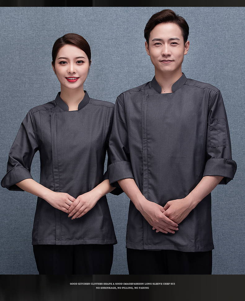 Cotton Shaka three-quarter sleeve zipper chef uniform top universal style H02-21LY004-006