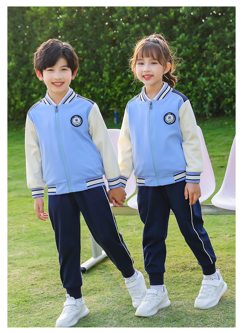 Autumn and winter primary and secondary school students sports British style school uniform long-sleeved suit two-piece suit (including badge) 669-302