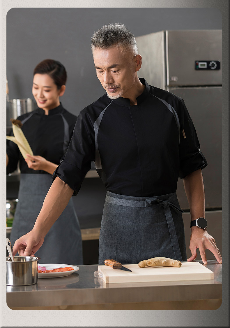 Stand collar three-quarter sleeve chef uniform top H01-2022-25