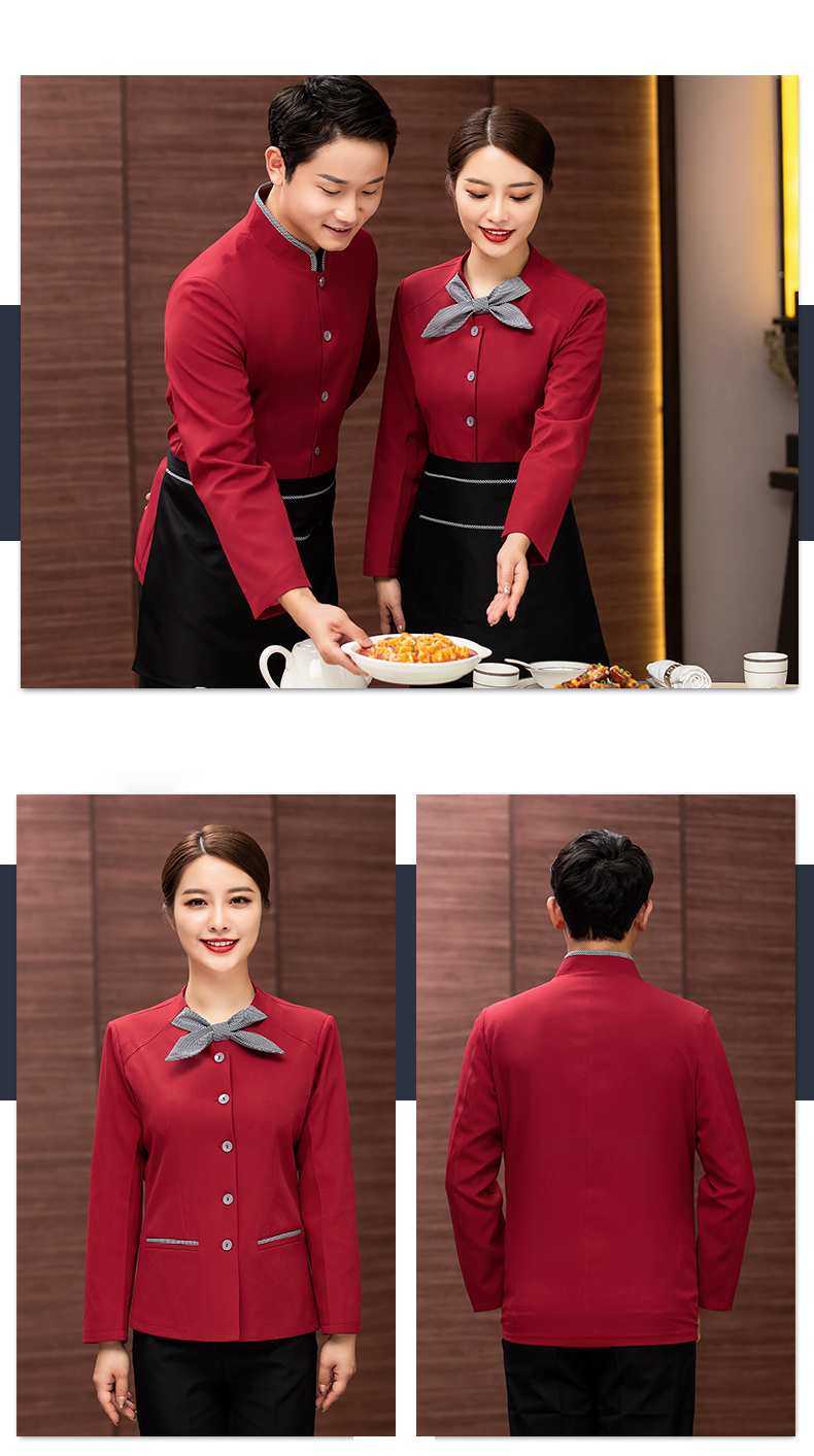 Collar flower long-sleeved hotel waiter work clothes for women (without apron) H27-015