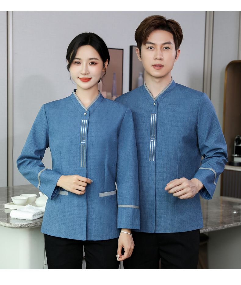 Great Wall V-neck hotel long-sleeved cleaning work clothes H31-BJ04