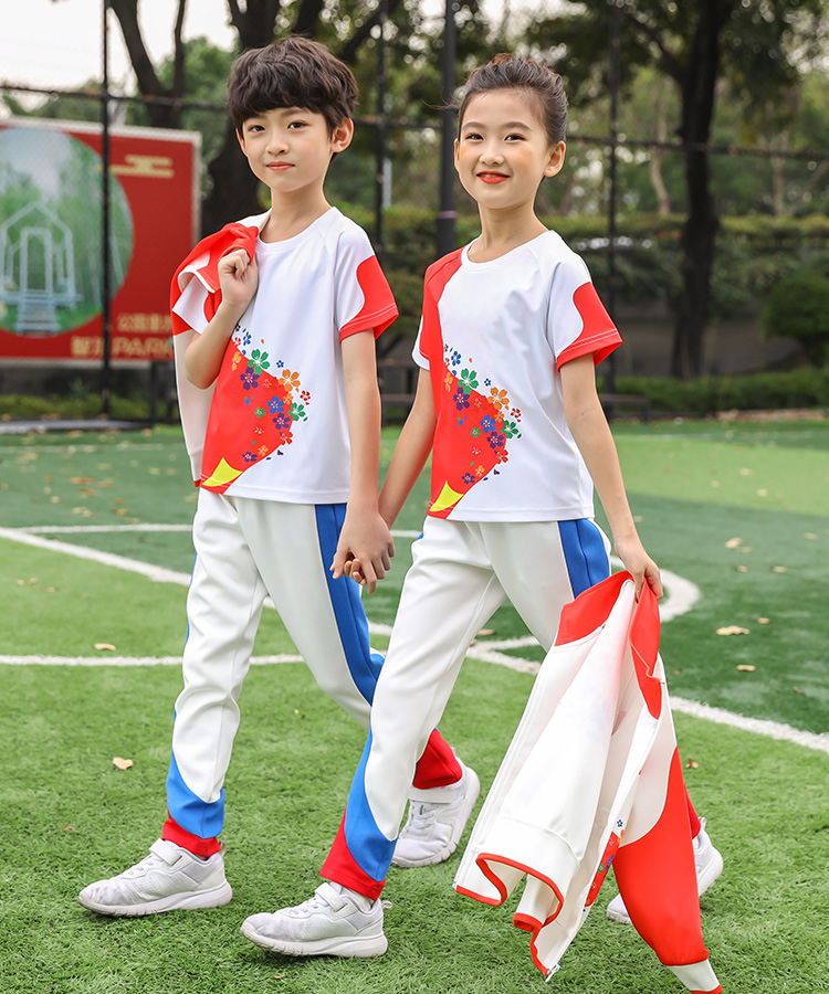 Primary and secondary school students Olympic style petal school uniform sportswear jacket blue D17-20119W