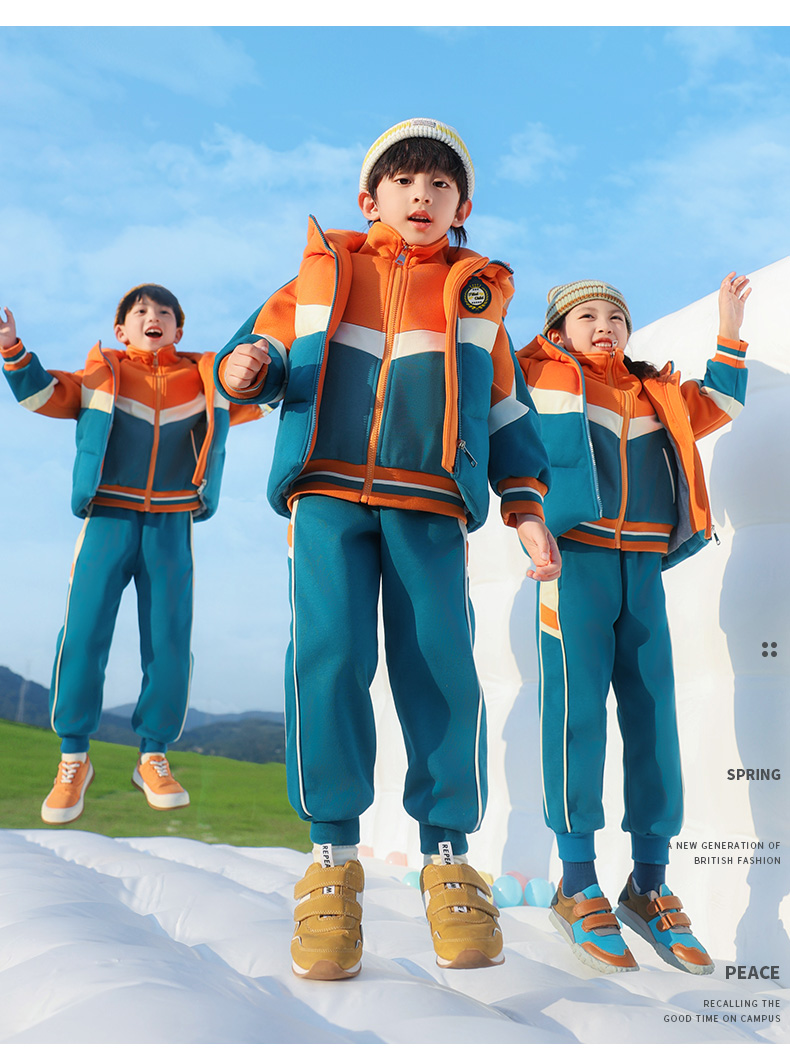 Color matching sports style children school uniform suit two-piece suit 921-3012 three-piece suit