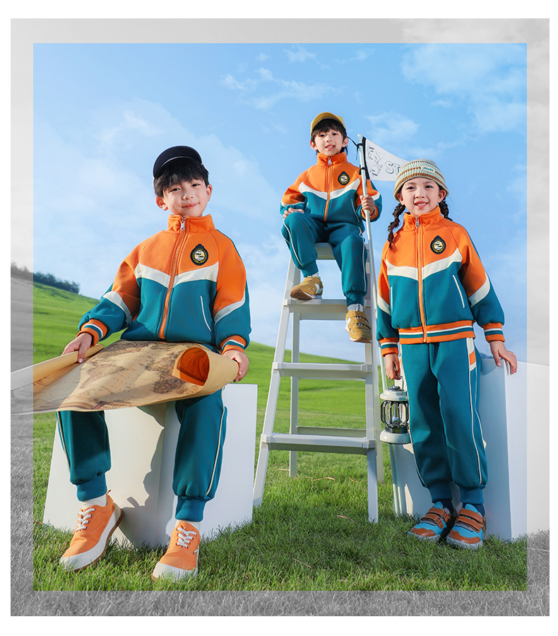 Color matching sports style children school uniform suit two-piece suit 921-3012 three-piece suit