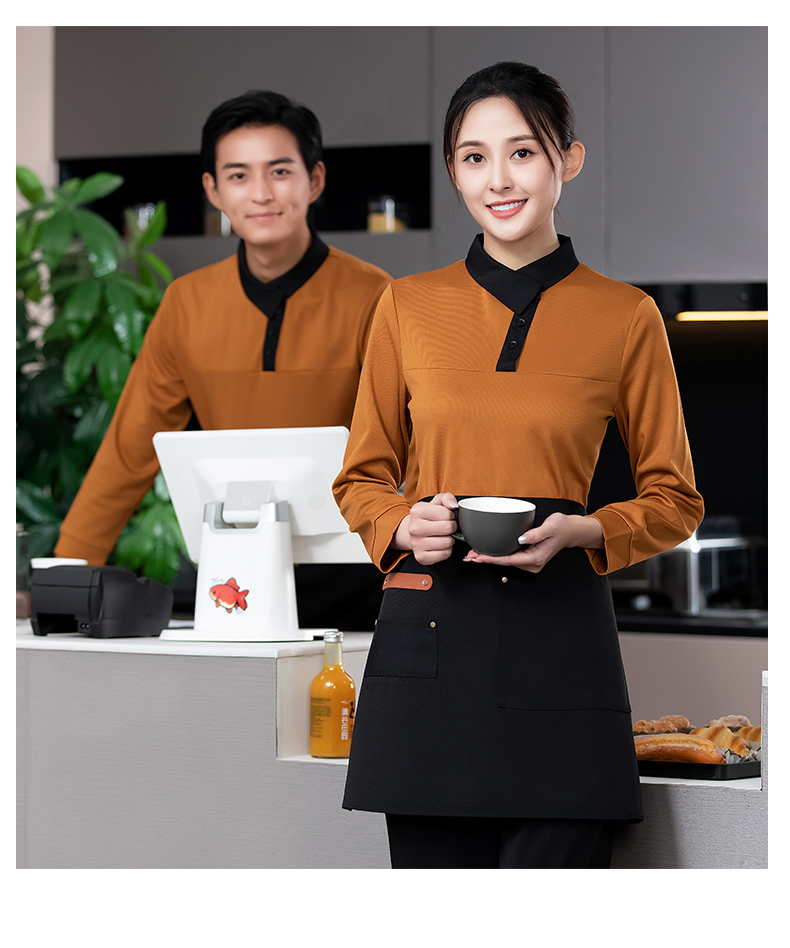 New collar waiter long-sleeved work clothes H02-23606