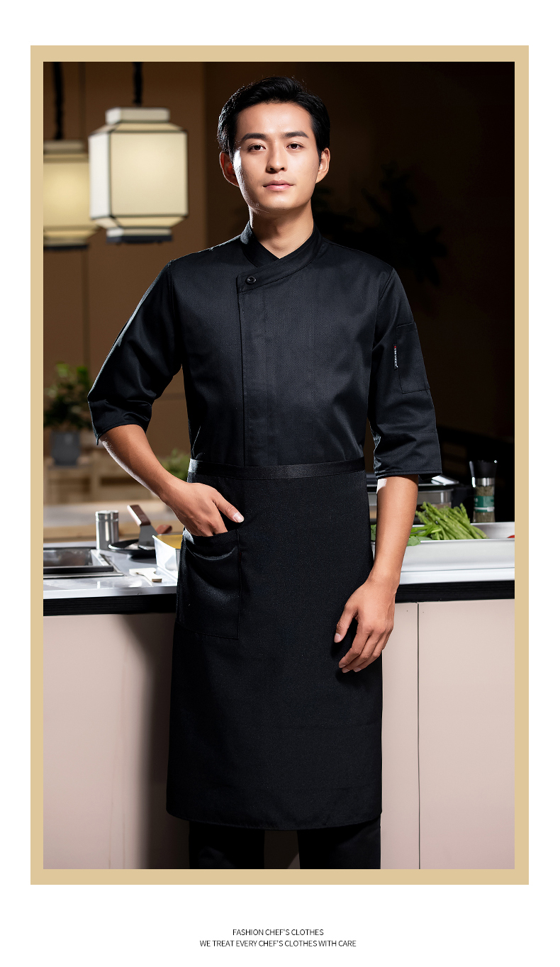 One button three-quarter sleeve long-sleeved chef uniform H02-23661