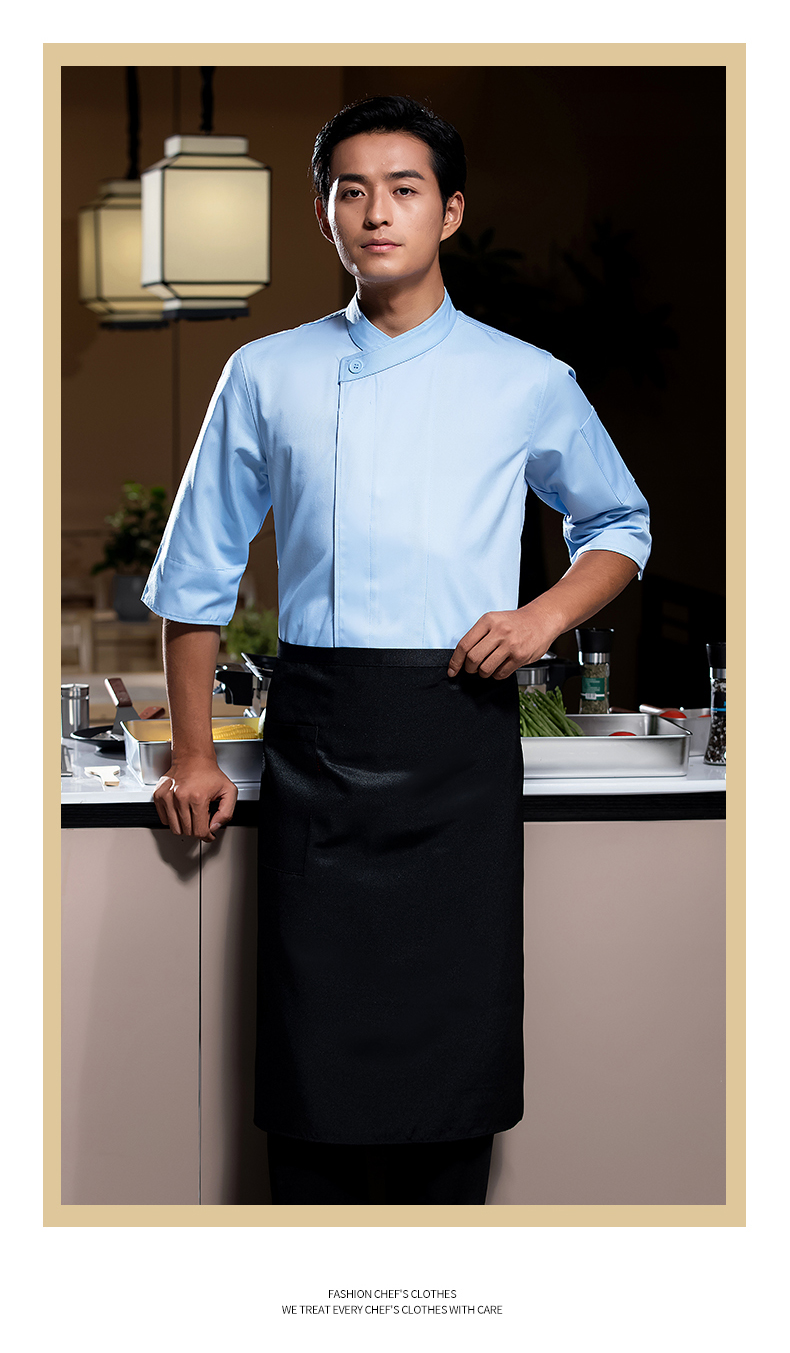 One button three-quarter sleeve long-sleeved chef uniform H02-23661