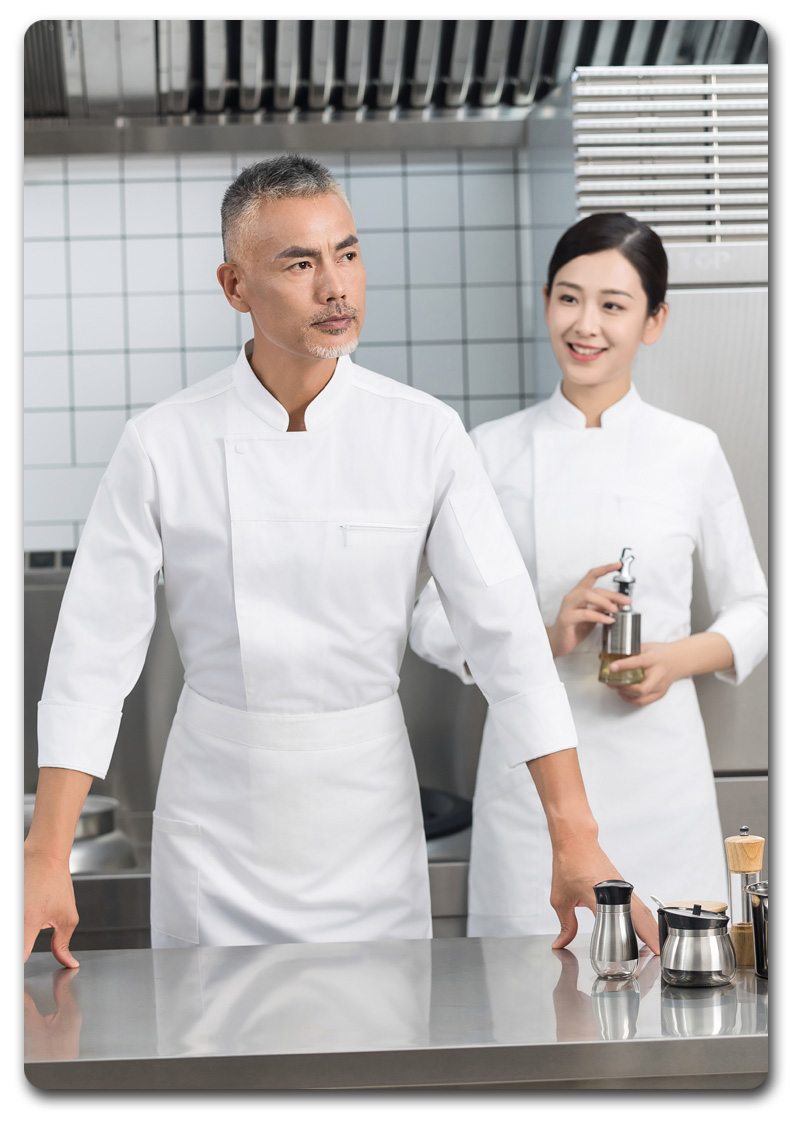 Stand collar zipper pocket long sleeve chef uniform H01-2023-29